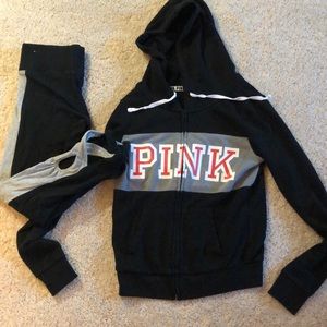 Pink zip up hoodie and leggings 10ea or 18/both